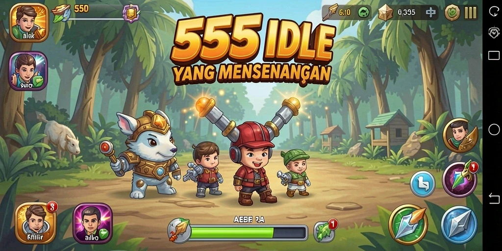 Screenshot gameplay <strong>555F</strong> yang menunjukkan aktivitas pengumpulan sumber daya.