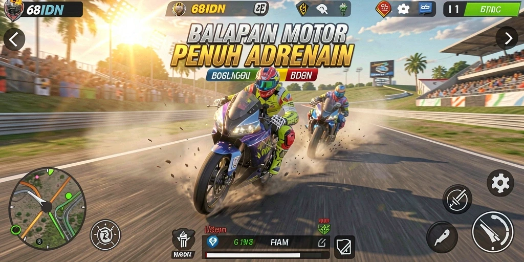 Tampilan balapan motor seru di 68IDN.