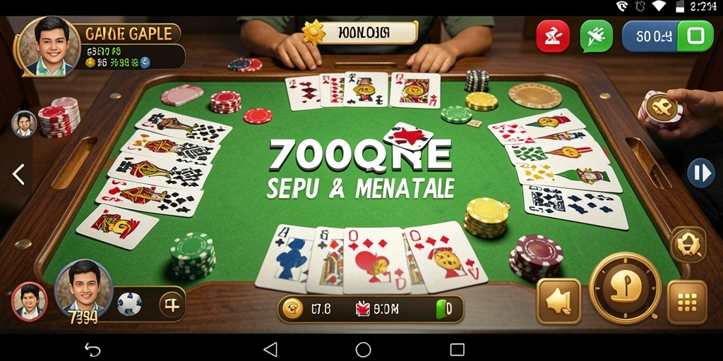 Screenshot gameplay 700Q menampilkan aksi seru bermain Gaple.