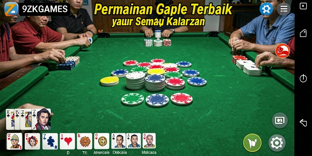 Screenshot 9ZKGAMES menampilkan permainan Gaple yang seru dan interaktif.
