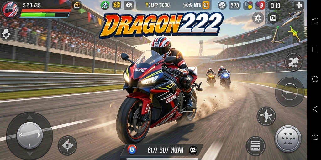 Tampilan gameplay balap motor yang mendebarkan di DRAGON222.