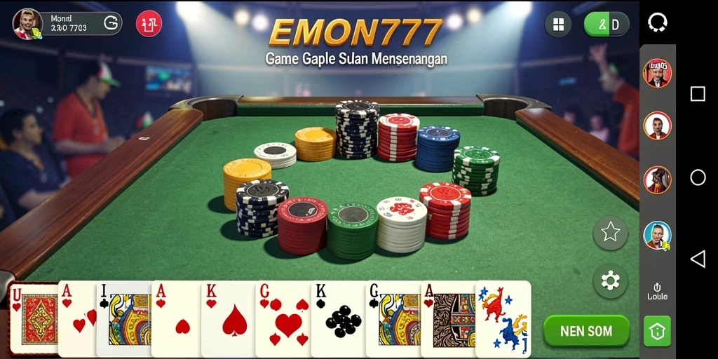 Tampilan menarik dari gameplay Gaple di EMON777.