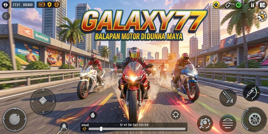 Screenshot gameplay menampilkan balapan motor yang mendebarkan dan grafis yang memukau.