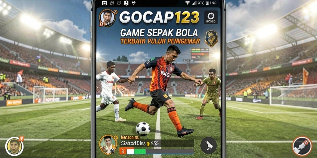 Tampilan gameplay GOCAP123 dengan aksi sepak bola yang mendebarkan.