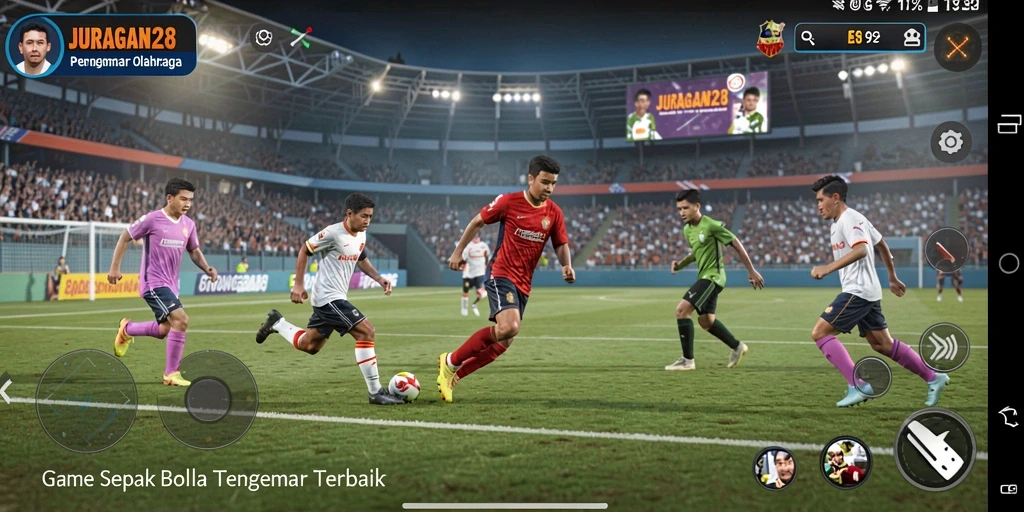 Tampilan menarik dari gameplay JURAGAN28 yang menampilkan aksi sepak bola.