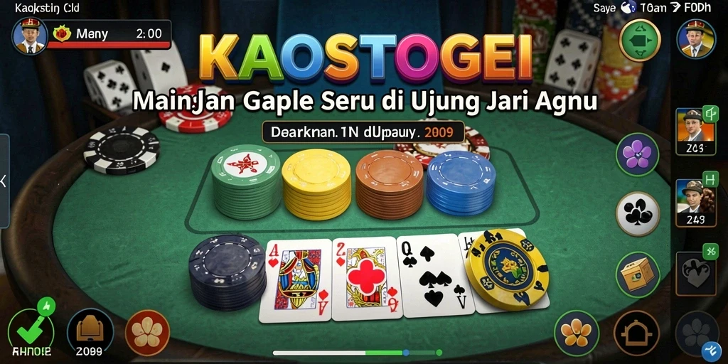 Screenshot gameplay KAOSTOGEL menampilkan suasana seru permainan Gaple.