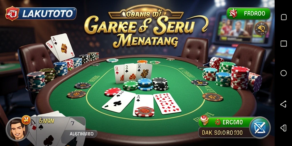 Tampilan menarik dari gameplay poker di LAKUTOTO.
