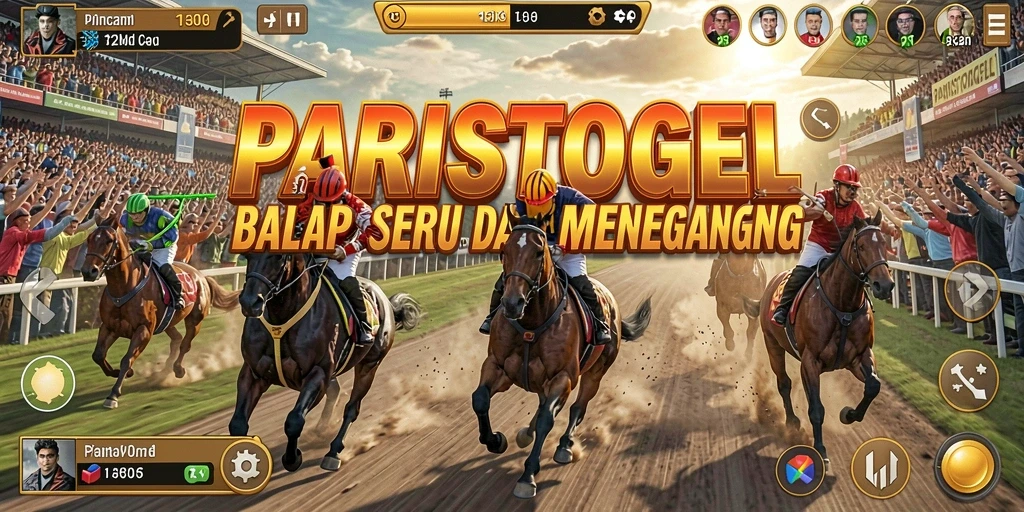 Screenshot gameplay PARISTOGEL yang menampilkan balapan mendebarkan.