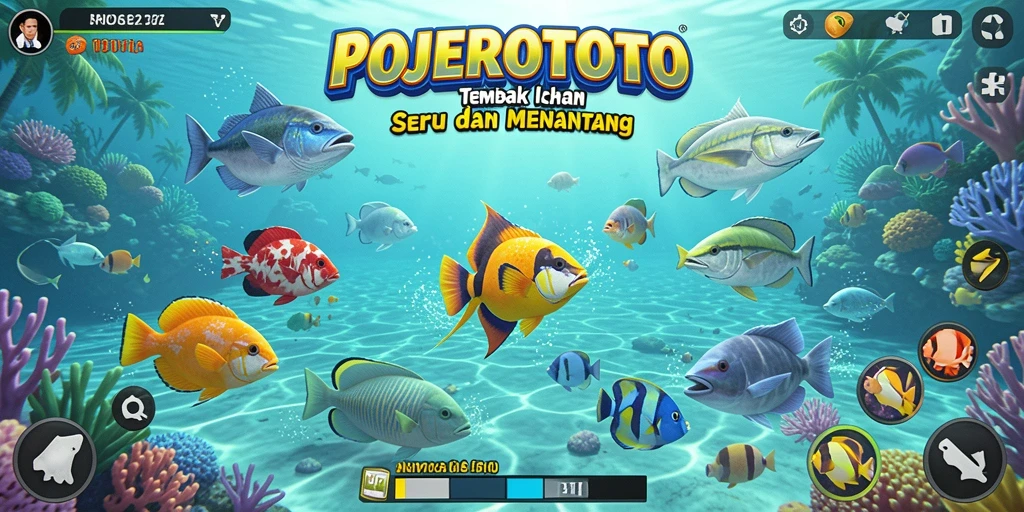 Tampilan dinamis gameplay Tembak Ikan POJEROTOTO yang seru.