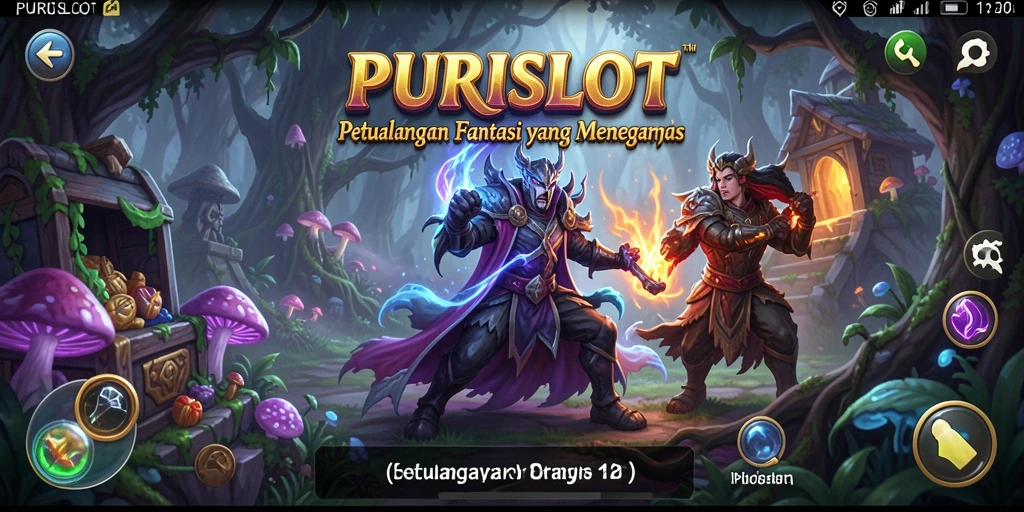 Gambaran gameplay menegangkan dalam dunia RPG PURISLOT yang menakjubkan.