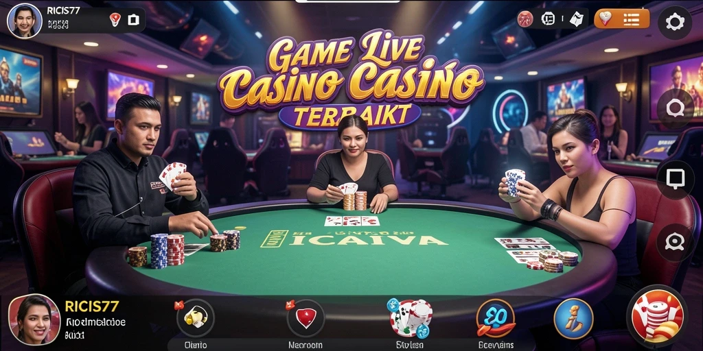 Menampilkan dealer langsung dalam aksi permainan Live Casino.