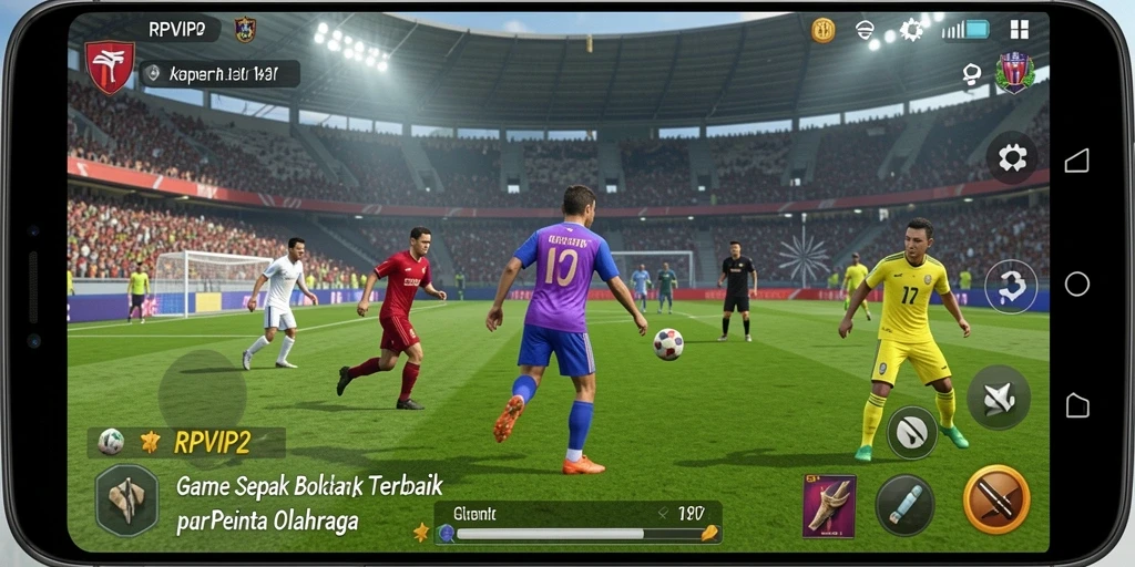 Tampilan gameplay RPVIP2 yang mendebarkan dengan aksi sepak bola.