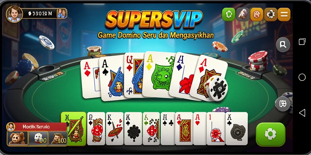 Screenshot SUPERSVIP menampilkan gameplay seru di aplikasi Domino.