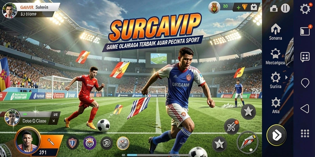 Tangkapan layar menunjukkan aksi seru dalam permainan olahraga SURGAVIP.