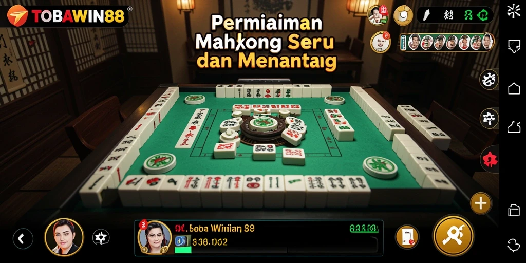 Screenshot gameplay TOBAWIN88 menampilkan suasana seru permainan Mahjong.