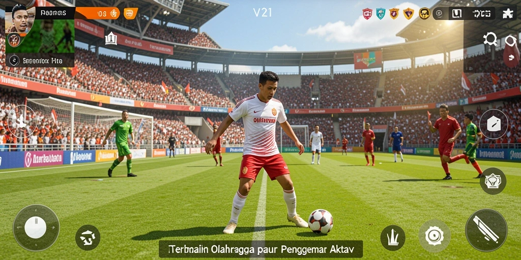 Tampilan gameplay V21 yang seru dan penuh aksi olahraga.