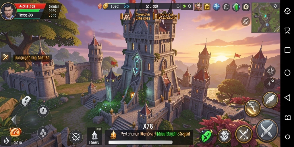 Tampilan gameplay X78 yang menegangkan dalam pertahanan menara.
