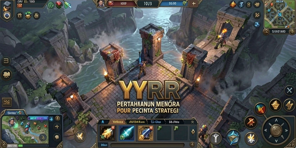 Screenshot utama YYRR menampilkan aksi menara pertahanan yang mendebarkan.